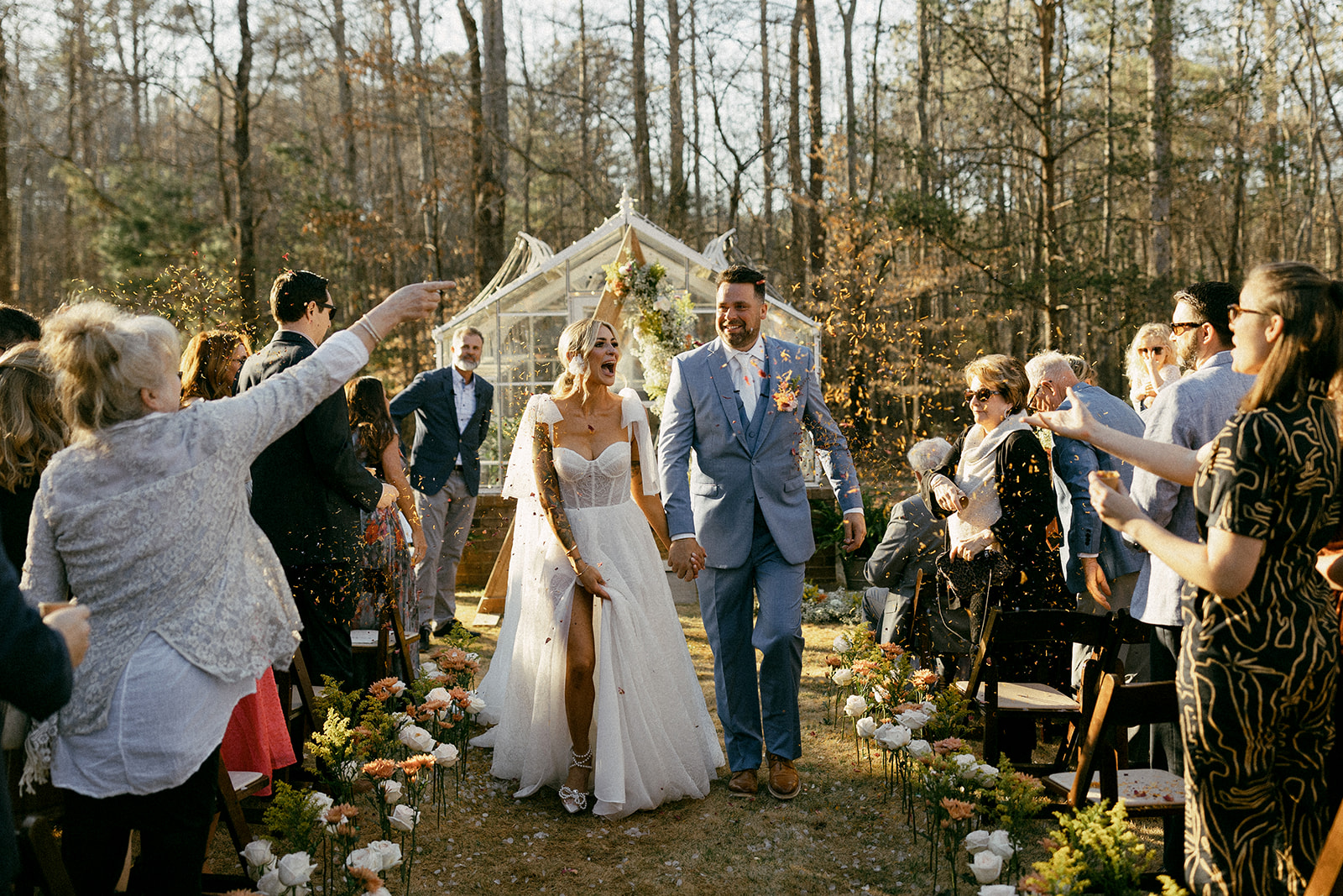 brown and green wedding dress GRETA / Green Wedding Dress with Colored Flower Applique